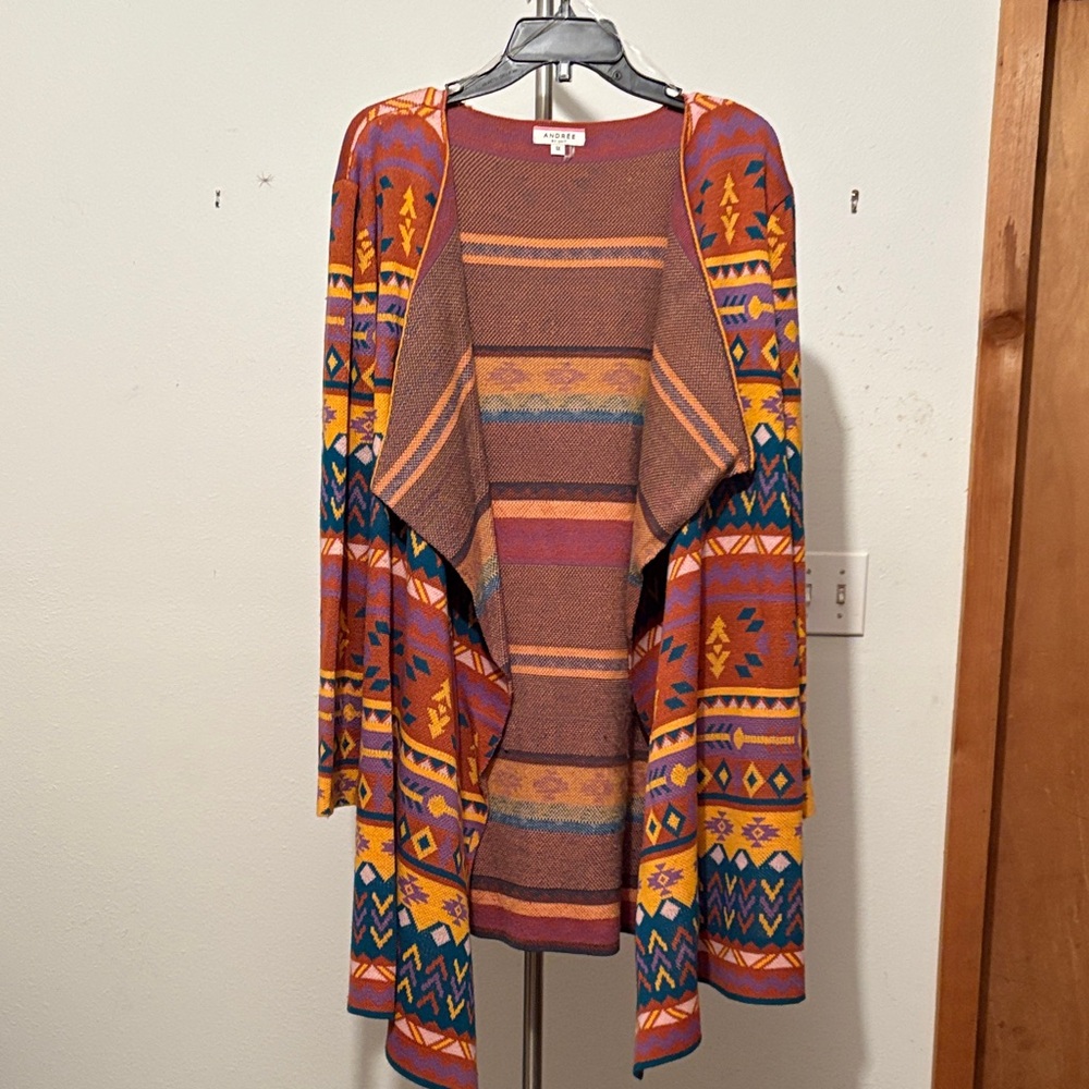 Andree Vibrant Multicolor Patterned Cardigan - image 1